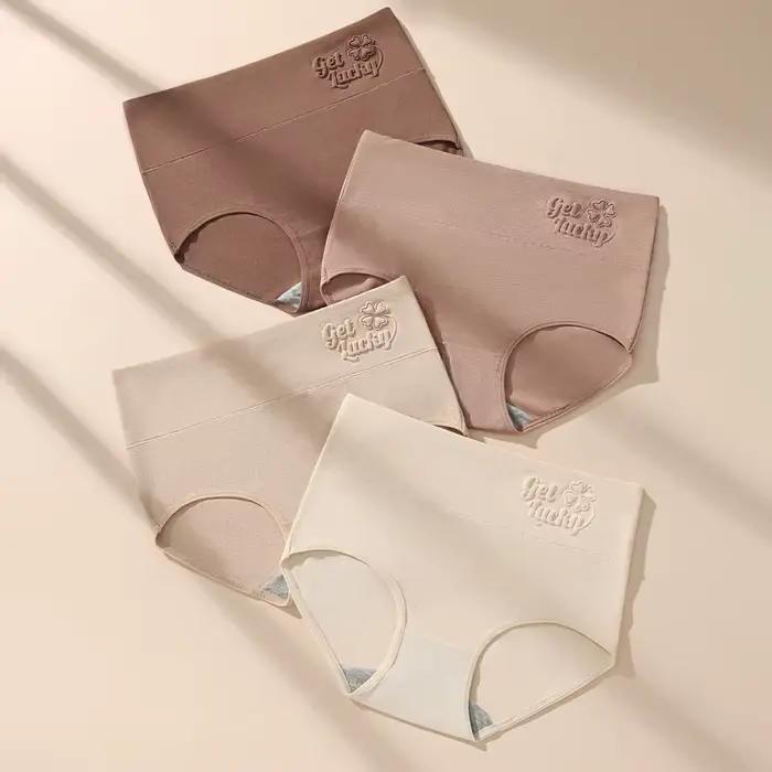 4 pièces culottes menstruelles taille haute contrôle du ventre coton confortable respirant étanche période femmes sous-vêtements