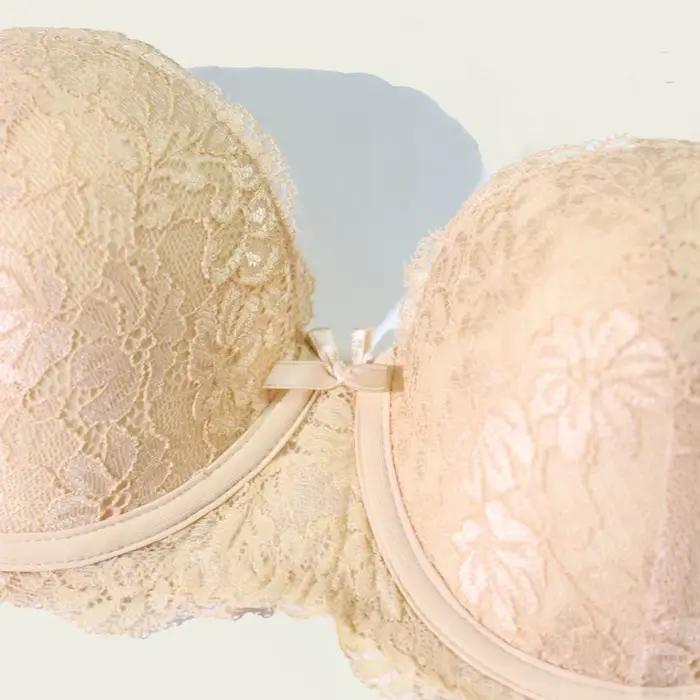 BEAUWEAR-Soutien-Gorge Demi-Bonnet avec Bretelles Transparentes Givrées, Lingerie en Dentelle Unie, Dos aux, Invisible pour ixde Mariage