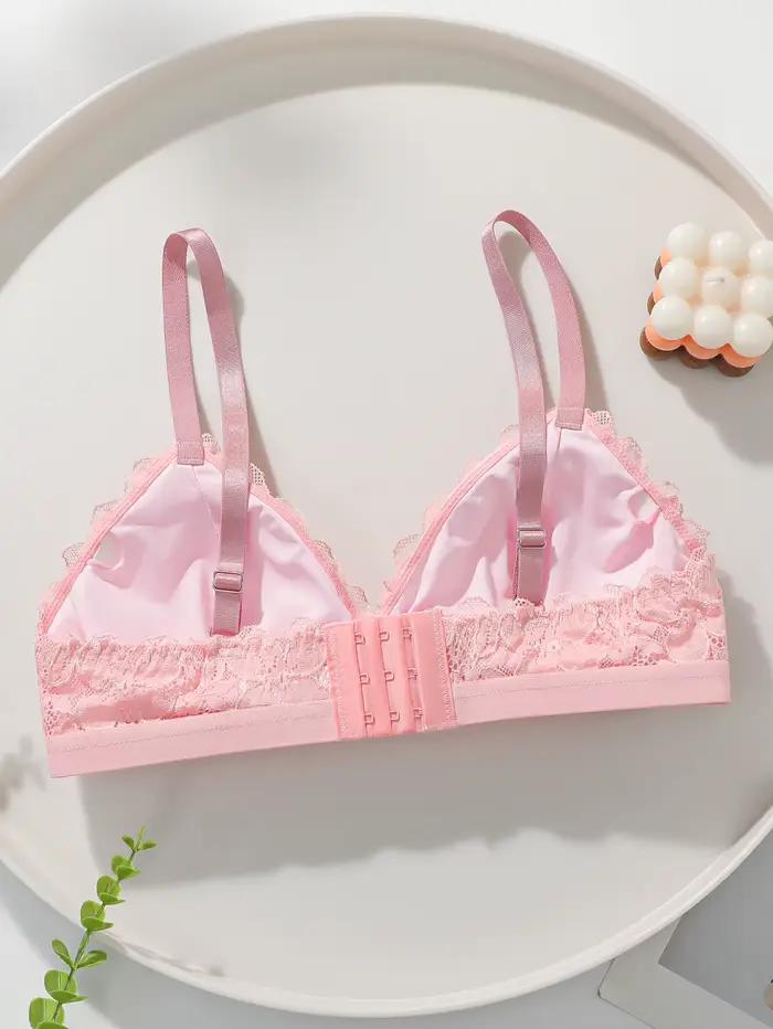 Soutien-gorge féminin en élasthanne et polyamide avec tasse trois quarts et rubans de dentelle rose pour femmes élégantes et confortables occasions quotidiennes