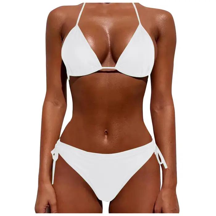 Ensemble de lingerie séduisante pour femme, bikini fendu sexy, maillot de bain à lacets, mode féminine, sans rembourrage, 7.0