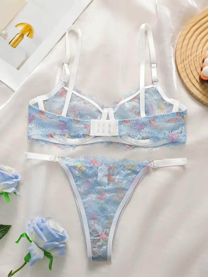 Dámský sexy průhledný krajkový lingerie set s ocelovými obroučkami