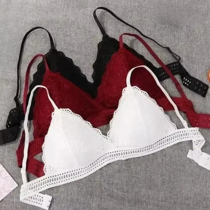Soutien-gorge en dentelle blanche de style français pour femme, coupe ajustée, spécial petites poitrines et poitrines plates, bonnet AA triangulaire, idéal pour l'été
