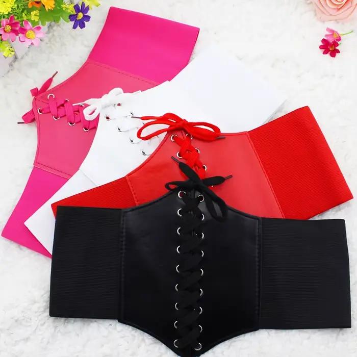 Nouveau Corset Punk noir large ceinture en cuir Pu minceur ceintures de corps pour les femmes élastique taille haute ceinture femme robe Cummerbunds cadeaux