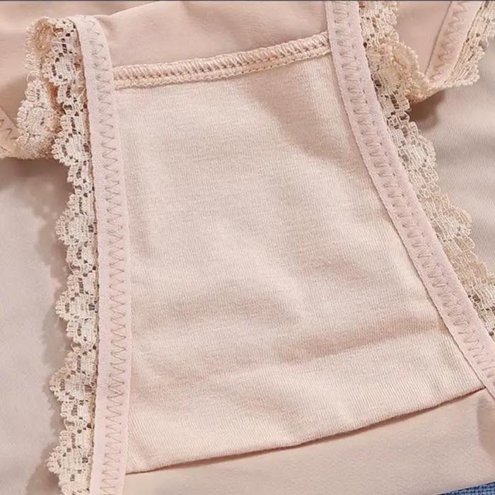 1PC Culotte brésilienne sexy pour femme en soie glacée, avec dentelle, couleur unie, sans couture, taille basse, M-XL