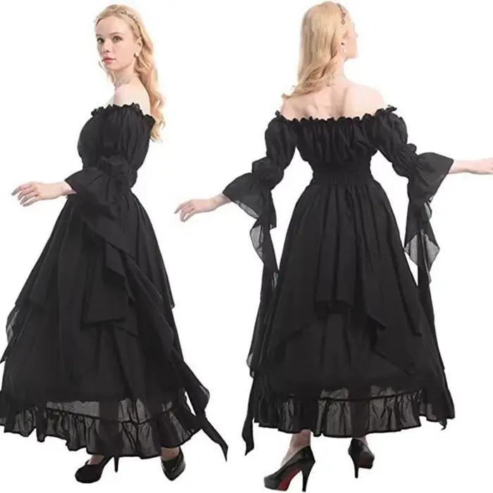Robe Corset Pirate pour femmes, Vintage, Renaissance médiévale, Halloween, épaules dénudées, Chemise Sexy