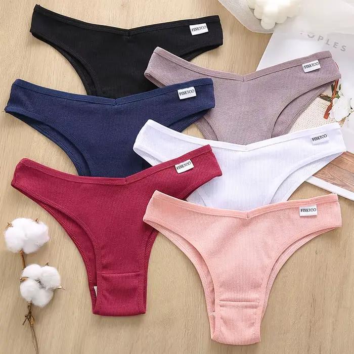 Lot de 5 culottes brésiliennes en coton pour femmes, taille basse, sous-vêtements confortables, string, lingerie pour filles, nouveauté