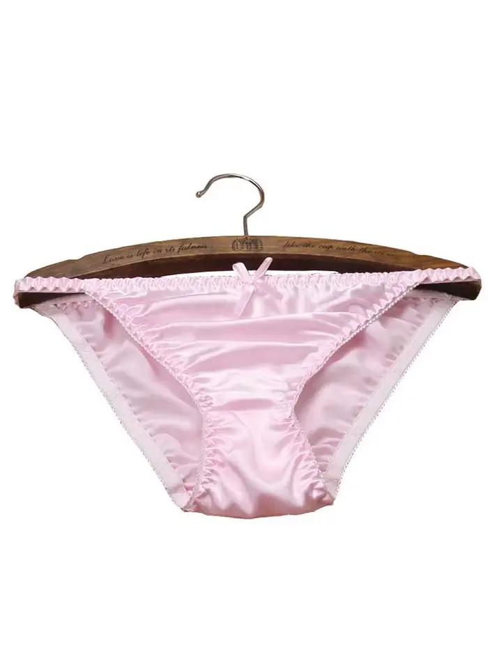 Sous-vêtements sexy pour femme en soie de mûrier 100%, élégants avec un nœud, culottes en soie à taille basse pour femmes