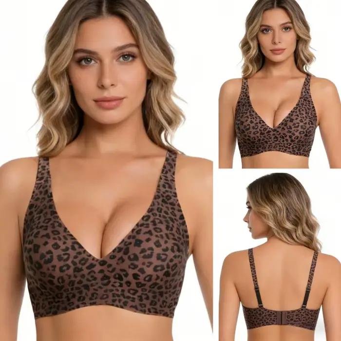 Soutien-gorge imprimé léopard sans armatures pour femmes confort invisible respirant bonnet complet invisible sous vêtementsUsageIdOccasionsSpéciales