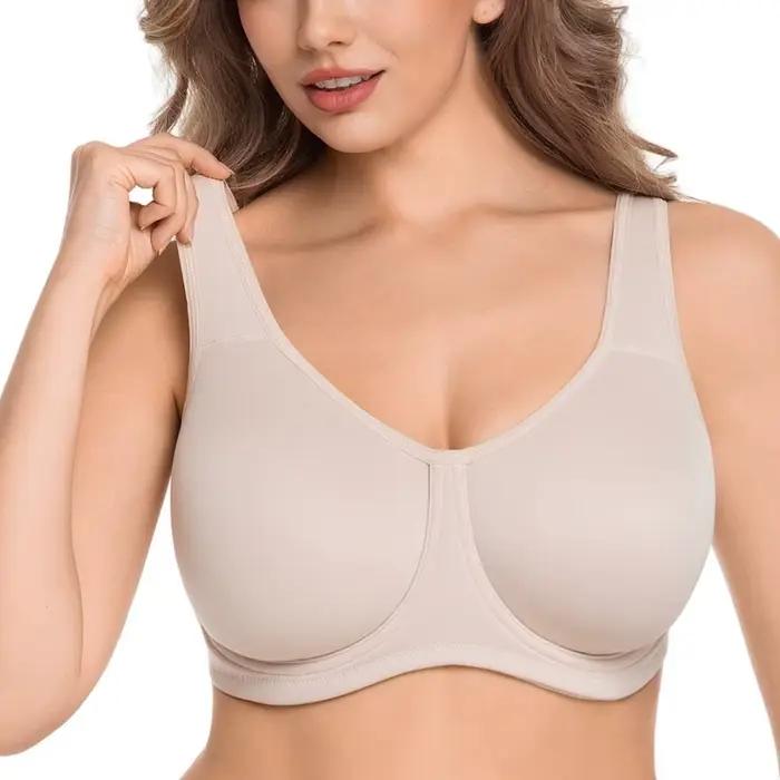 80EF-100CDEF Soutien-gorge sans coutures à armatures, bonnet complet, bretelles larges, effet lissant latéral, légèrement rembourré, confortable, minimaliste pour femme