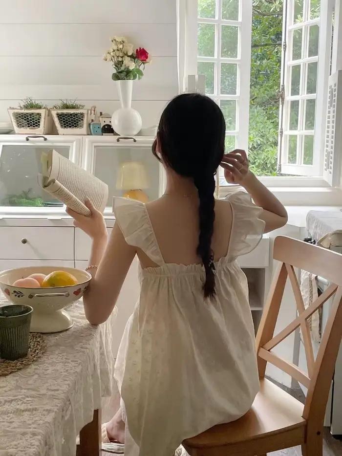 Robe de nuit Sweet Princess pour femme, en dentelle, mignonne, à bretelles, pour l'été, à porter à l'extérieur