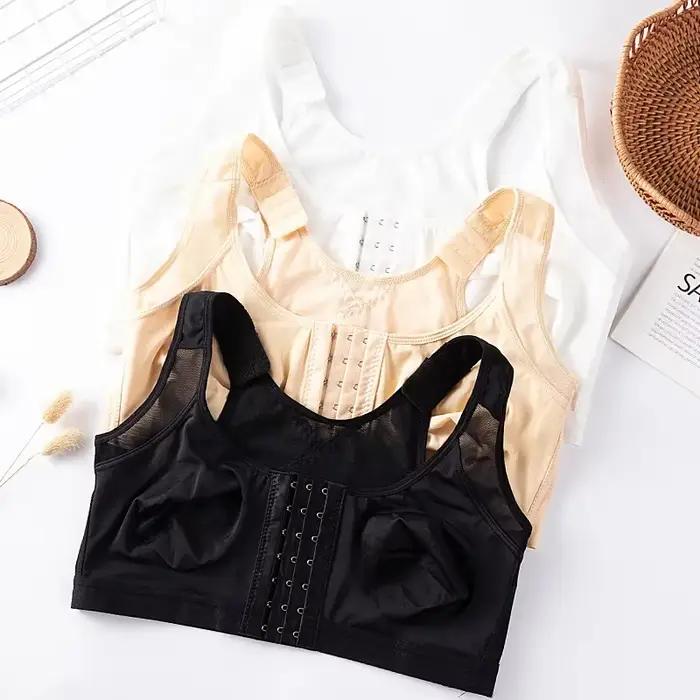 Soutien-gorge correcteur de posture à fermeture avant S-5XL pour femme, push-up, dos croisé, antichoc, soutien sportif, fitness