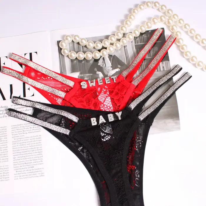 String sexy personnalisé avec nom pour femme, culotte G-string personnalisée avec lettres en cristal, bijoux de corps pour fille, cadeau pour petit ami