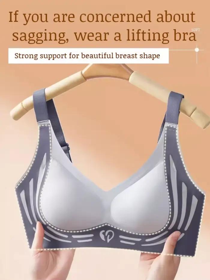 Soutien-gorge de sport pour femme anti-affaissement, ajustable, pour petites poitrines, motif cœur, color-block, sans couture, haute élasticité, effet liftant et sculptant