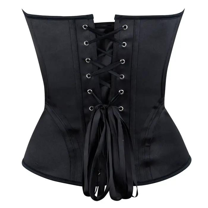 Corset noir pour femmes, bustier victorien à lacets, surbuste, sans manches, gothique, modelant le corps, bonnet rembourré, Streetwear