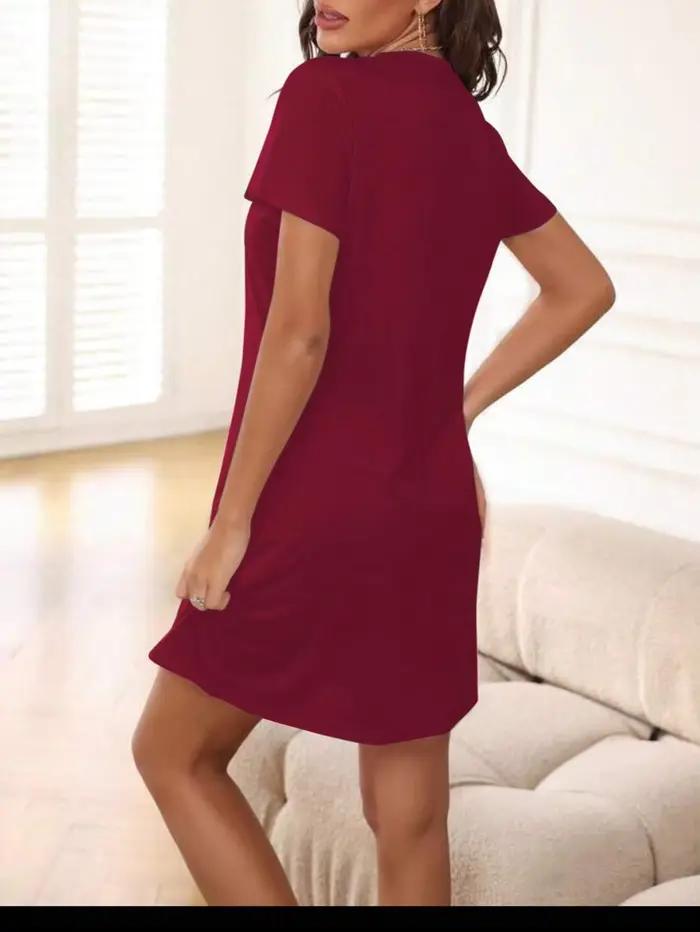 Pyjama simple et élégant pour femmes, idéal pour la maison, jupe respirante mi-longue, robe courte