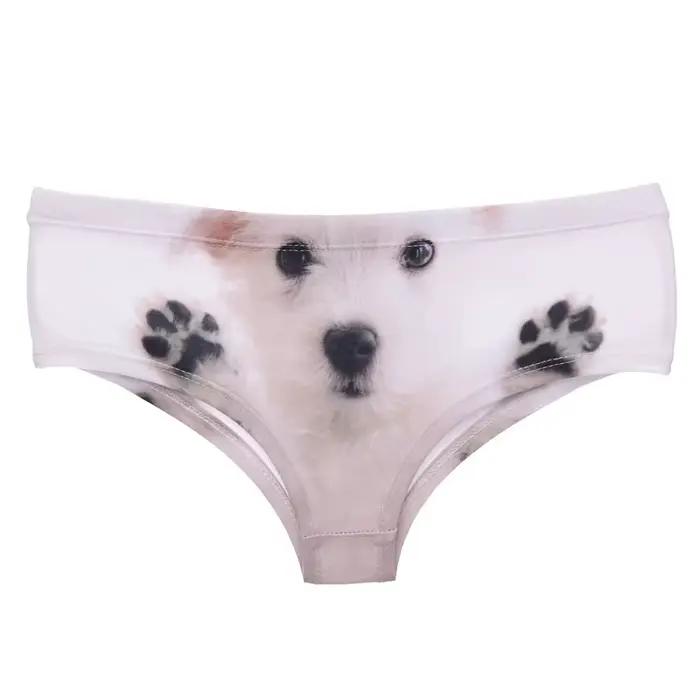 DeanFire Kawaii 3D culottes femmes sous-vêtements blanc chiot drôle impression belle Push Up slips Lingerie string pour femme