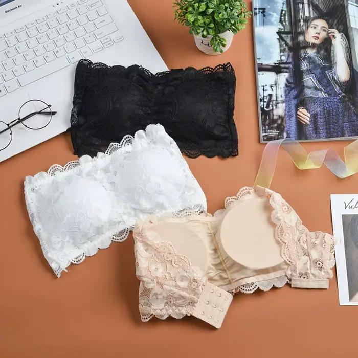 Léon's day-Soutien-gorge élastique sans bretelles pour femme, sexy, bustier tubulaire en dentelle, sous-vêtements rembourrés sans couture, vente en gros