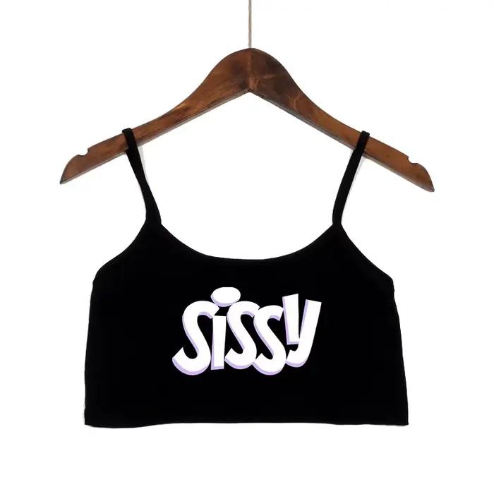 SISSY nápis dámské letní sexy bezešvé trubičkové bustier bez ramínek s odhalenými zády