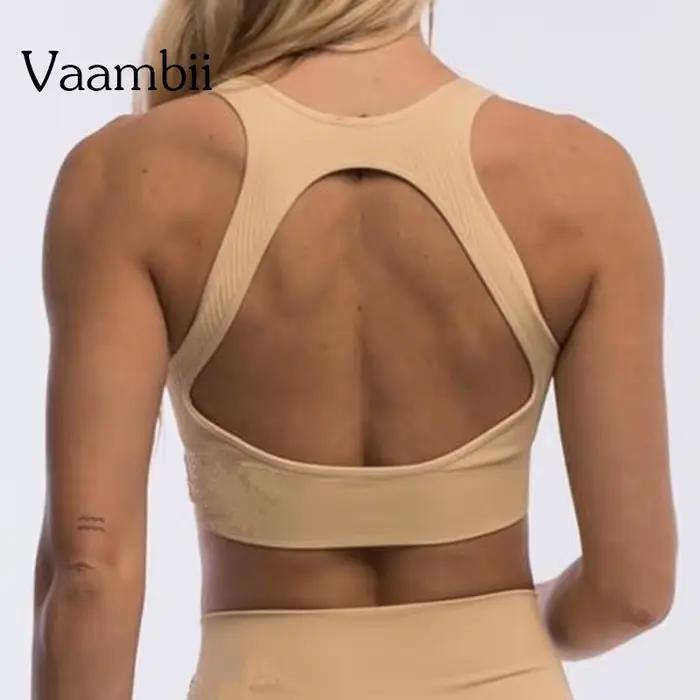 Haut sans couture soutien-gorge dos nu sans os sous-vêtements féminins débardeur court soutien-gorge de Jogging femmes haut court vêtements de sport hauts