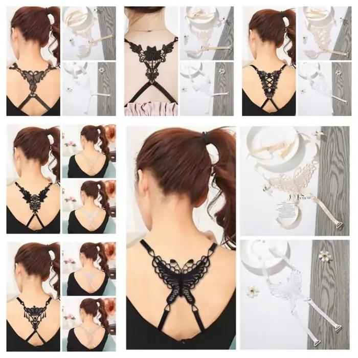 3 pièces croix beauté dos soutien-gorge bretelles papillon anti-dérapant soutien-gorge bretelles fleur soutien-gorge accessoires sous-vêtements bandoulière