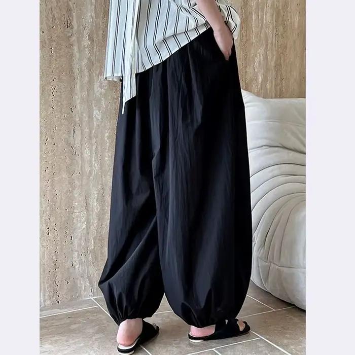 Bloomers surdimensionnés pour femmes, nouvelle mode d'été élégante, pantalon lanterne décontracté, ample, respirant, en coton, jambes larges, 2025