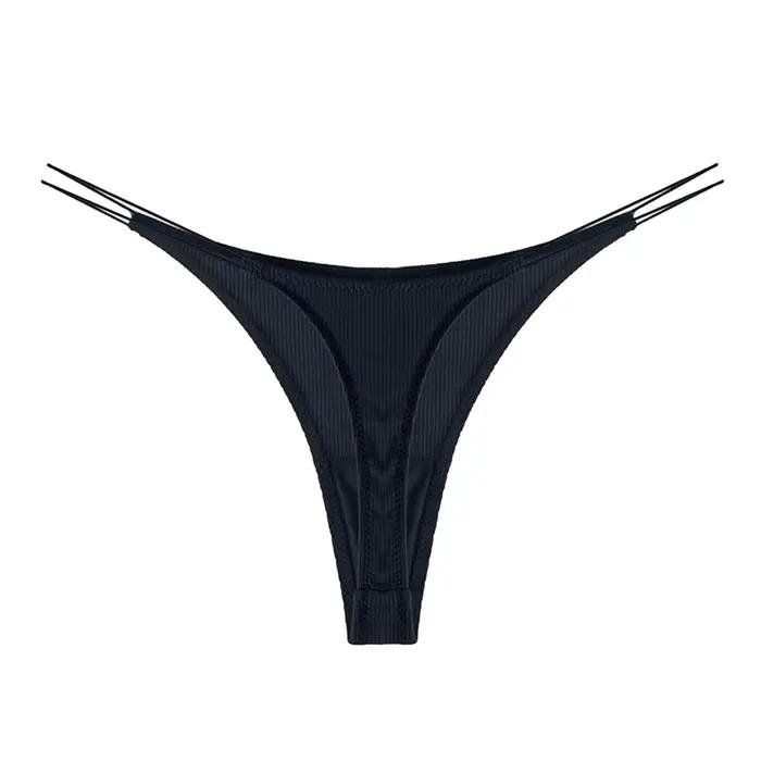 Fille montrant de vraies culottes femmes sous-vêtements solides V String culotte Lingerie sous-vêtements femmes Bikini