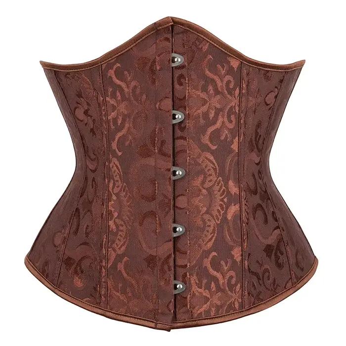 Vintage sous le buste haut Corset femmes gothique Jacquard plastique os Basques corps Shaper minceur taille formateur Bustier