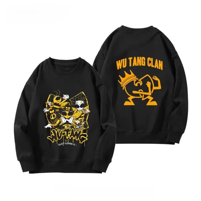 Sweat à capuche col rond Wu-Tang Clan pour garçons – Style rétro vintage, tendance et polyvalent, idéal pour la ville