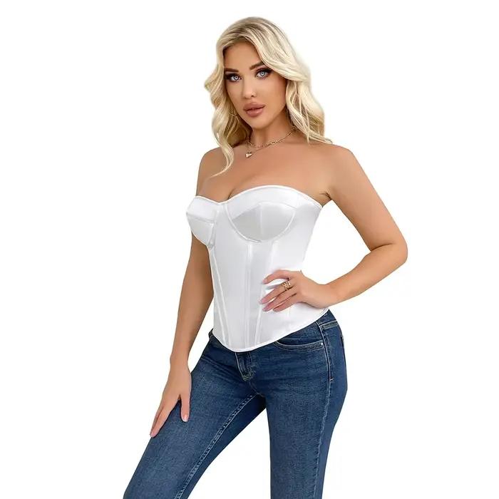 Corset noir pour femmes, bustier victorien à lacets, surbuste, sans manches, gothique, modelant le corps, bonnet rembourré, Streetwear