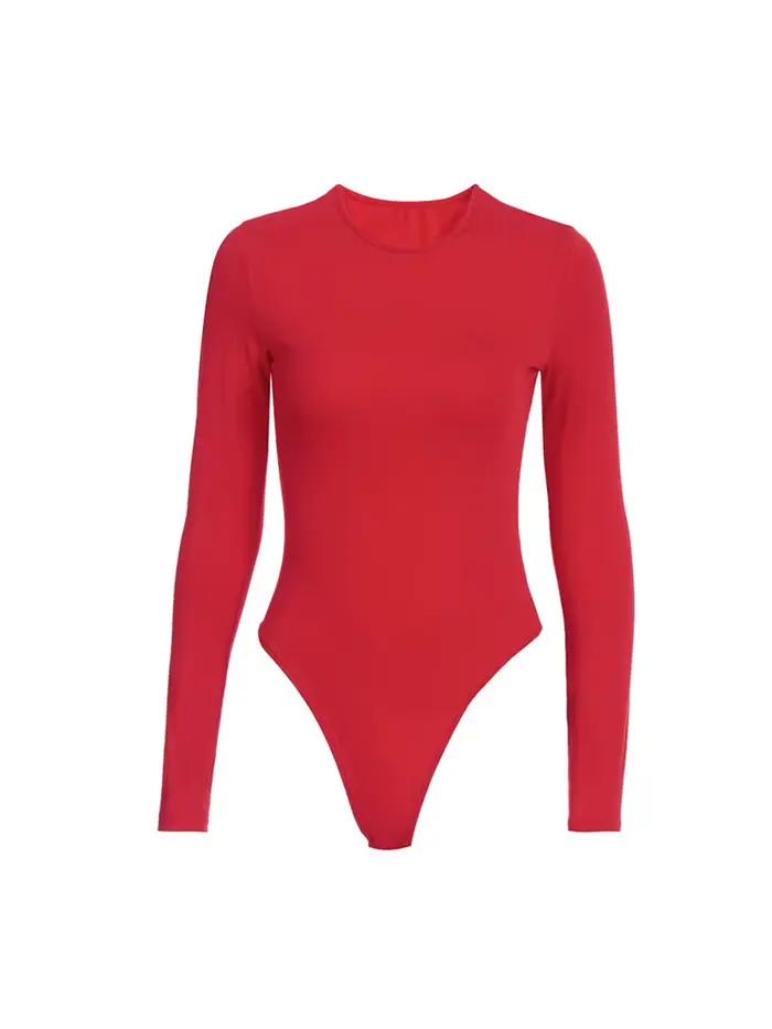 O cou à manches longues solide blanc Sexy Body femmes noir automne hiver corps haut gris décontracté dame Streetwear Body