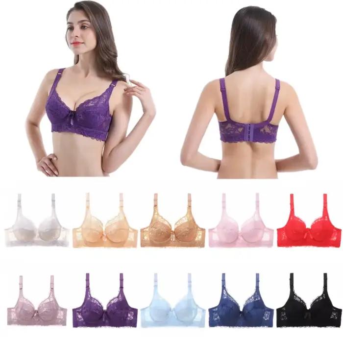 Soutien-gorge Sexy en dentelle brodée pour femmes, bonnet B C D, à armatures, réglage, Lingerie plongeante, 75B-105B 75C-105C 75D-105D