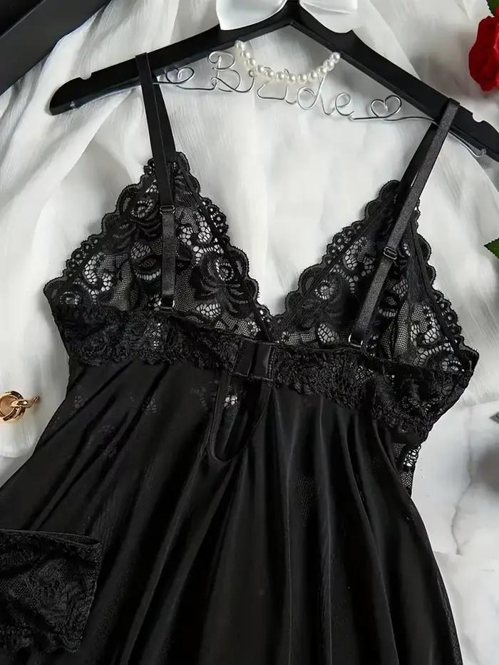 5 tailles choisir M L XL 2XL pyjamas ensembles fronde transparente Lingerie Sexy sous-vêtements pour femmes vêtements de nuit transparents dentelle chemise de nuit +