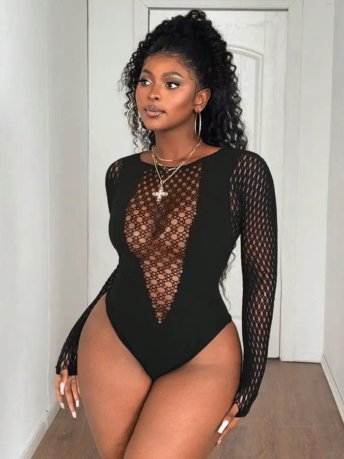 Sexy přiléhavé body pro ženy s dlouhým rukávem