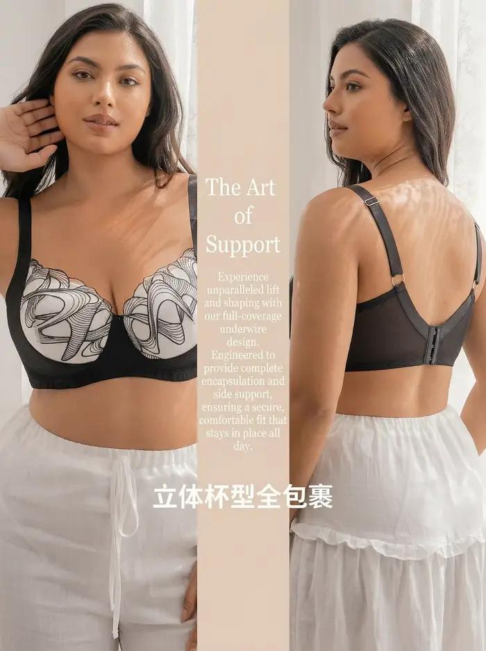 Soutien-gorge Grande Taille Confortable à Bonnets Profonds pour Femmes, Bretelles Larges, Soutien en Dentelle, Port Quotidien, Lingerie MR3680