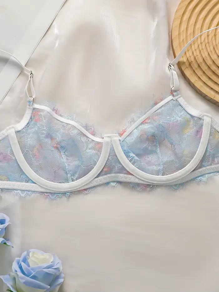 Dámský sexy průhledný krajkový lingerie set s ocelovými obroučkami