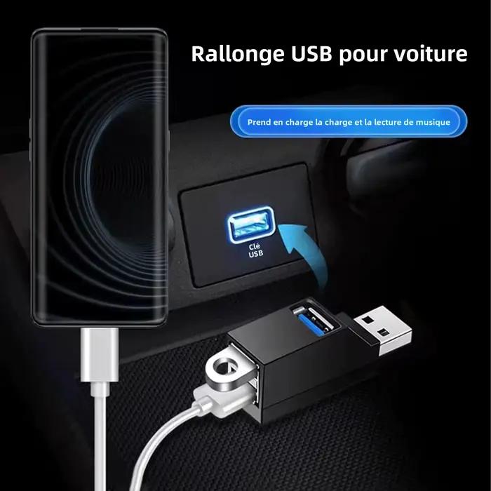 Hub USB 3.0, adaptateur et distributeur USB-A 3 ports, Plug and Play, aucun pilote requis, facile à utiliser, pour ordinateur portable, PC, voiture, Mac Pro, iPa