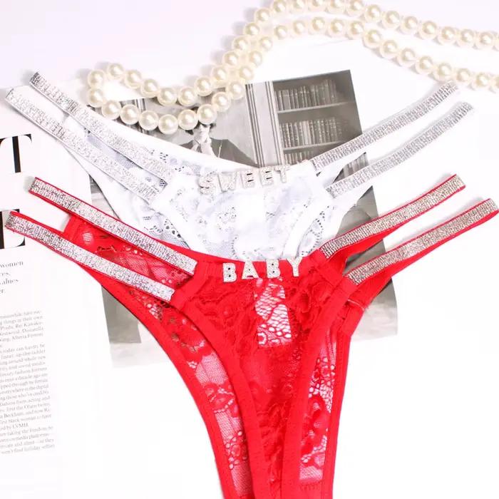 String sexy personnalisé avec nom pour femme, culotte G-string personnalisée avec lettres en cristal, bijoux de corps pour fille, cadeau pour petit ami