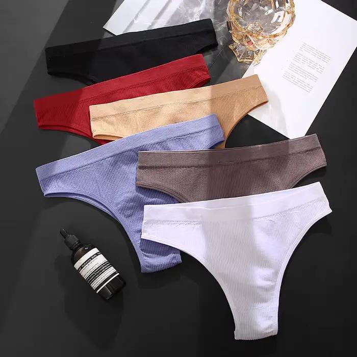 Culotte brésilienne sans couture pour femmes, couleur unie, taille basse, Bikini, sous-vêtement féminin basique, Lingerie confortable