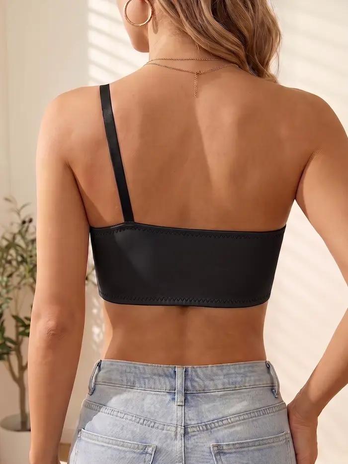 Soutien-gorge femme asymétrique sans armatures, à fermeture avant, push-up, antidérapant, non doublé, confortable