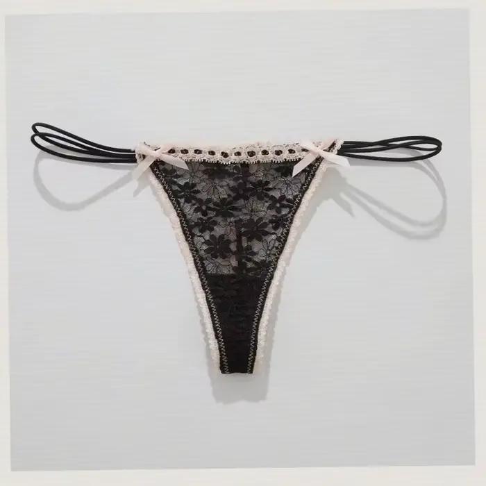 Culottes en dentelle à nœud, lingerie sexy pour femme, tenue quotidienne à la maison, strings unis, sous-vêtements pour femme, culottes taille basse respirantes, Трусы Женские