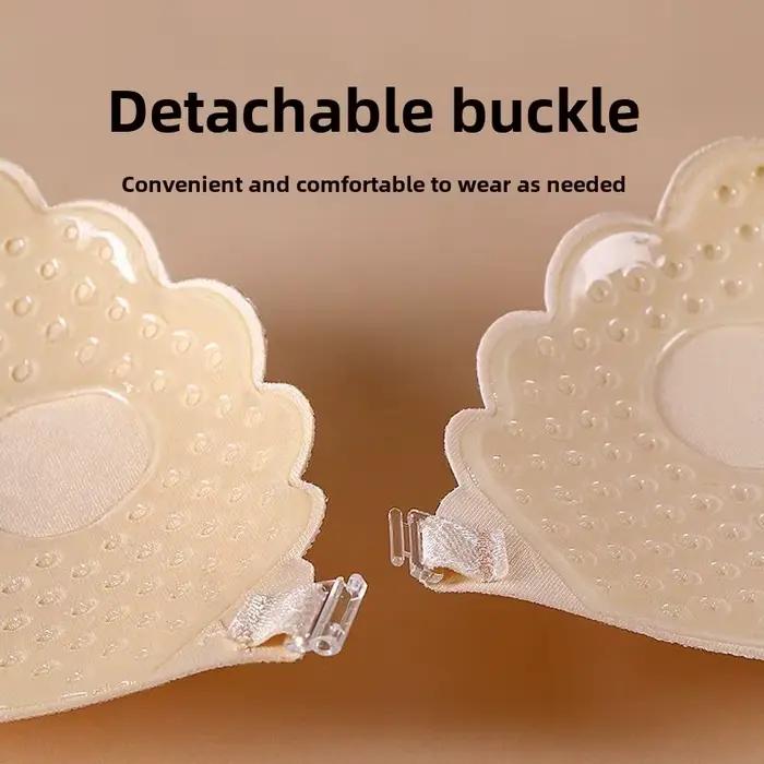 Soutien-gorge push-up en silicone en dentelle – Soutien-gorge adhésif sans bretelles ultra fin avec bretelles transparentes convertibles, bonnets nus pour robes dos nu