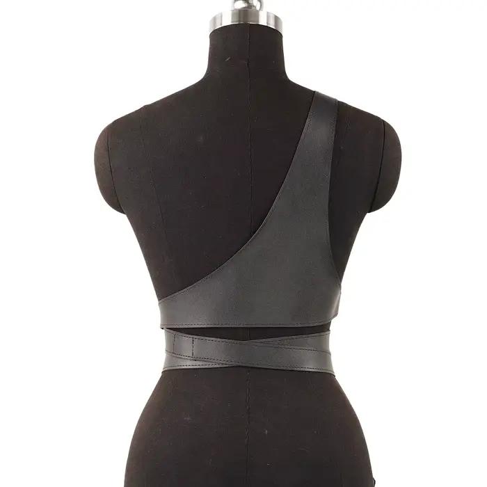 Corsets pour femmes, ceinture large, corset gothique sous-poitrine en cuir PU, crop top, couleur unie, gilet ajustable, ceinture de taille, accessoires vestimentaires