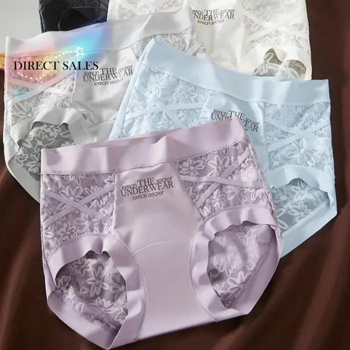 Culottes en dentelle style français, transparentes, patchwork, en satin de soie, taille basse, en maille, sous-vêtements pour femmes, cadeaux