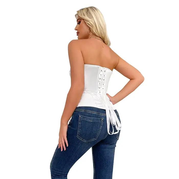 Corset noir pour femmes, bustier victorien à lacets, surbuste, sans manches, gothique, modelant le corps, bonnet rembourré, Streetwear