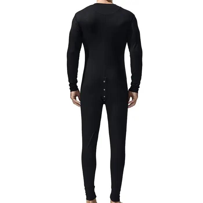 Hommes pyjamas combinaisons bouton vêtements de maison à manches longues confortable barboteuses Catsuit body décontracté ABDL adulte Onesie Couple