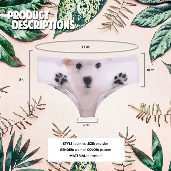 DeanFire Kawaii 3D culottes femmes sous-vêtements blanc chiot drôle impression belle Push Up slips Lingerie string pour femme