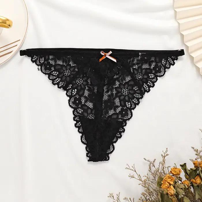 Été Cool Sexy Lingerie pour femme été femmes Sexy dentelle string dames creux respirant motif T pantalon femmes sans couture tongs
