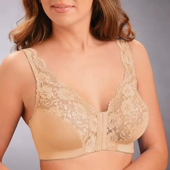 Soutien-gorge en dentelle haut de gamme tendance avec fermeture avant et coussinets intégrés, respirant et confortable, style sport, pour jeunes femmes
