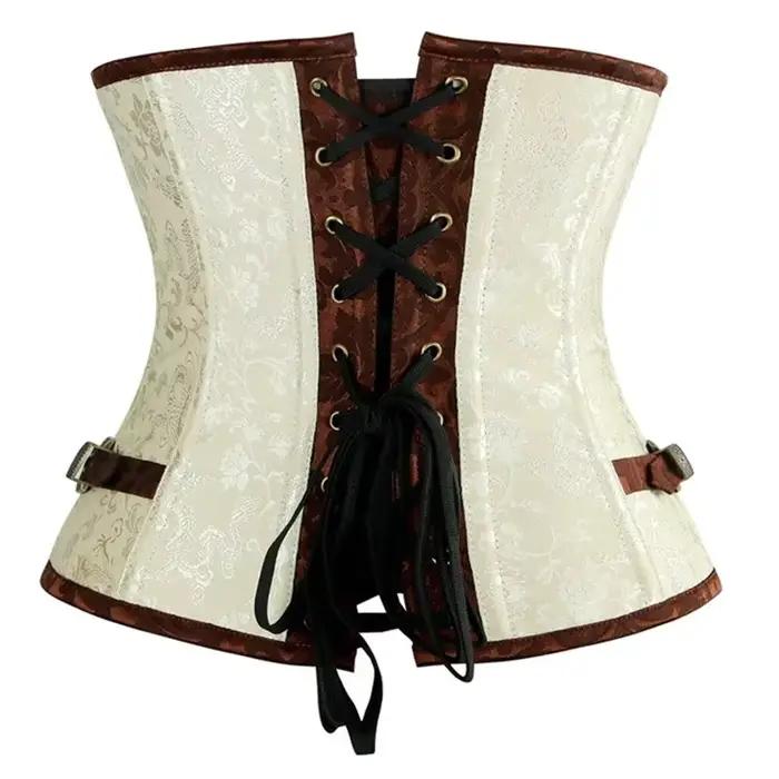 Steampunk hauts Corset femmes gothique Vintage Bustier Jacquard sous le buste Basques corps Shaper taille Cincher Korset