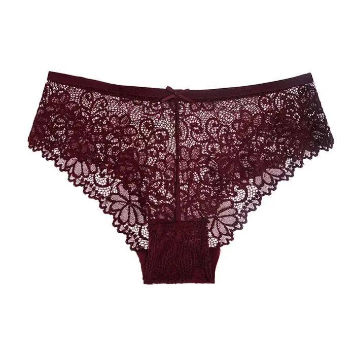 5 pièces/ensemble slips en maille M-2XL culottes en dentelle sous-vêtements transparents Sexy culottes taille basse filles intimes Lingeri